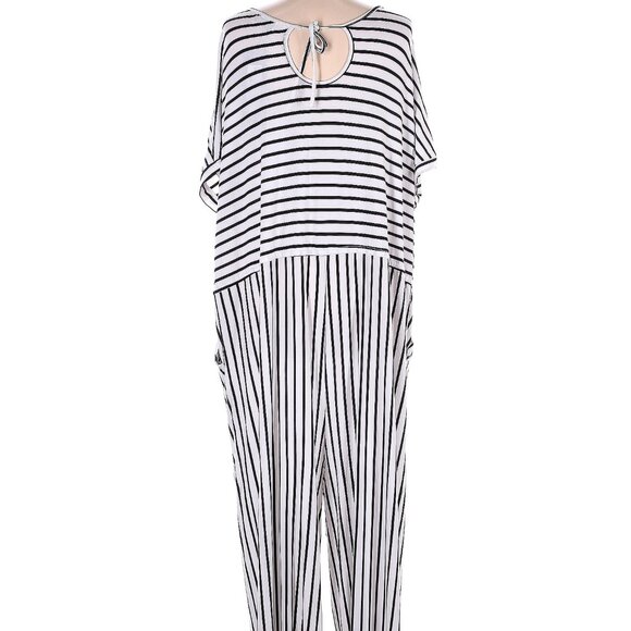 Black and White Pinstripe Jumpsuit, Plus Size 4X - Picture 2 of 3